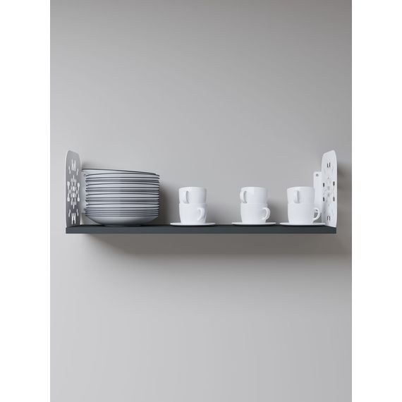 Полиця Білий сніг-Антрацит 220×800×220 мм Metkas Home ЛДСП та фарбований метал, Колір: Білий | Антрацит, зображення 4