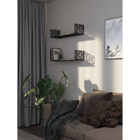 Полиця навісна Антрацит 170×700×220 мм Metkas Home ЛДСП та фарбований метал, Колір: Антрацит, зображення 2